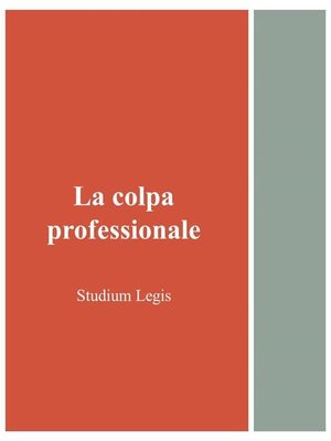 cover image of La colpa professionale